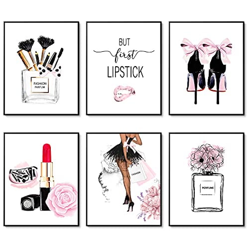 Makeup Wall Decor for Makeup Room by Haus and Hues 8x10, UNFRAMED Set of 4 Makeup Pictures Wall Decor Vogue Wall Art